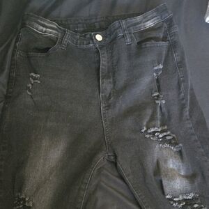 Distressed Black Women Jeans